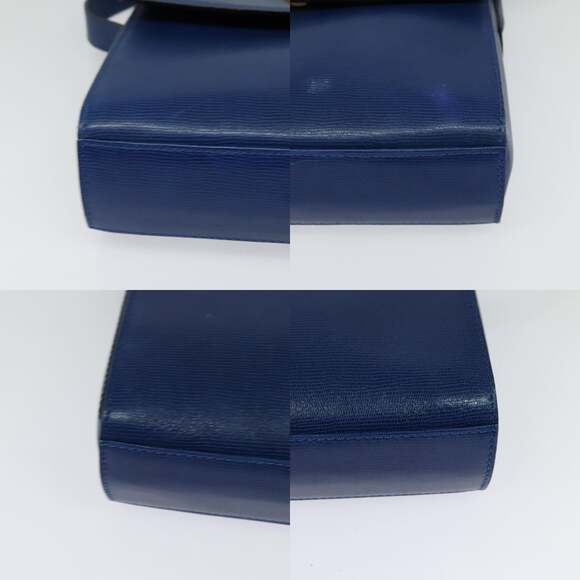 CELINE Shoulder Bag Leather Blue Gold - Picture 10 of 12